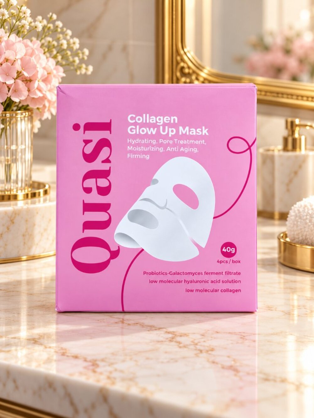 Quasi glow up mask new in box. set of 4 in box.